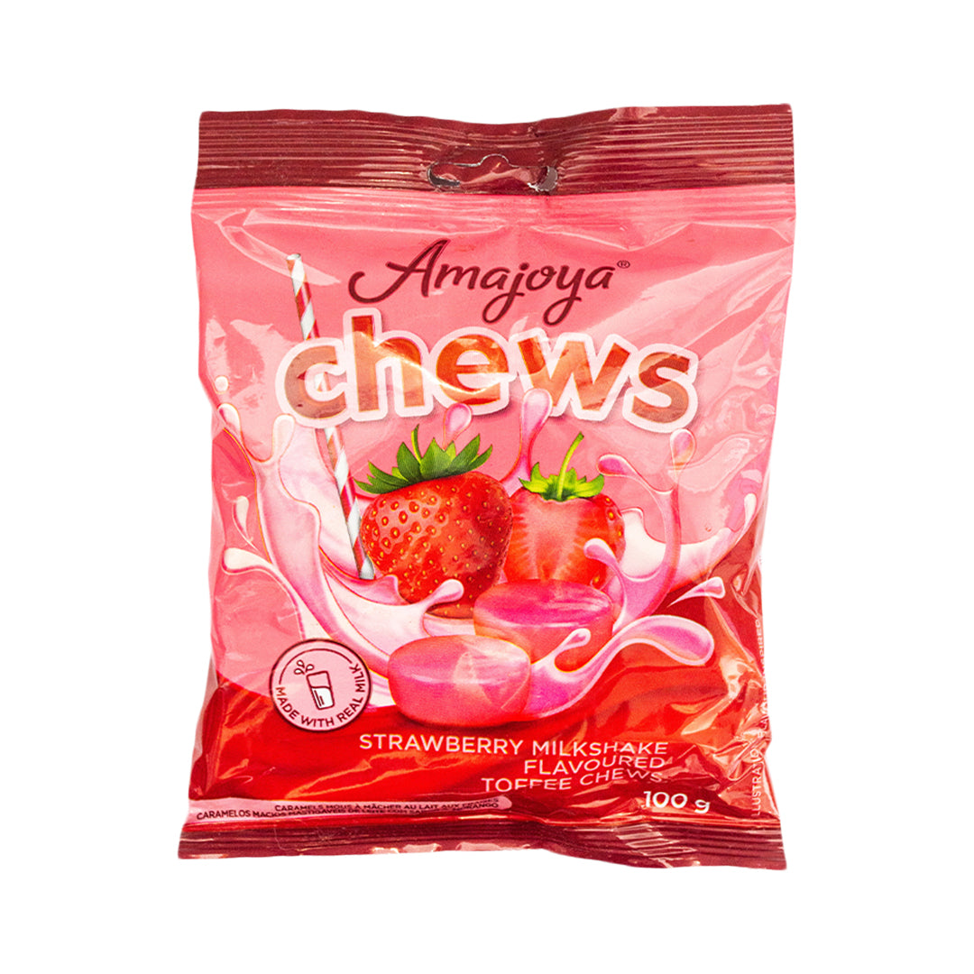 Amajoya Chews Strawberry Milkshake Flavoured 100g