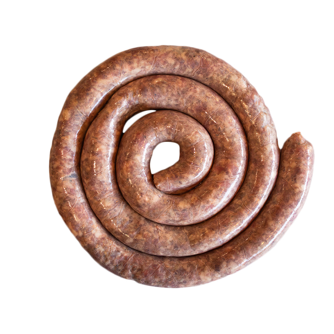 Traditional South African boerewors spiral sausage