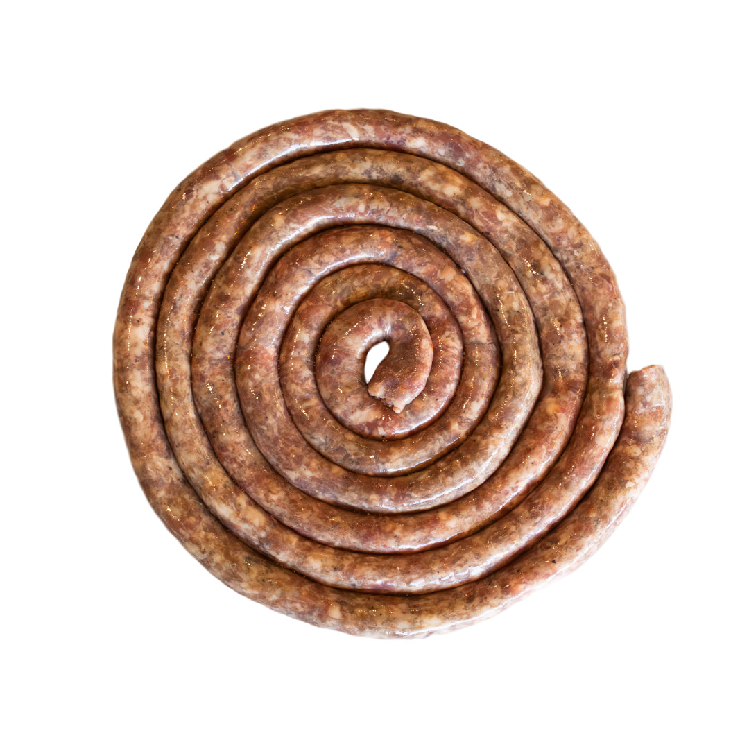 Thin breakfast boerewors spiral sausage